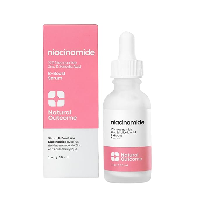 Niacinamide Serum for Face by Natural Outcome Skin Care, B-Boost Niacinamide 10% Plus Zinc 2% Salicylic Acid + Hyaluronic Acid, Acne Treatment + Pore Reducing Serum + Skin Balancing