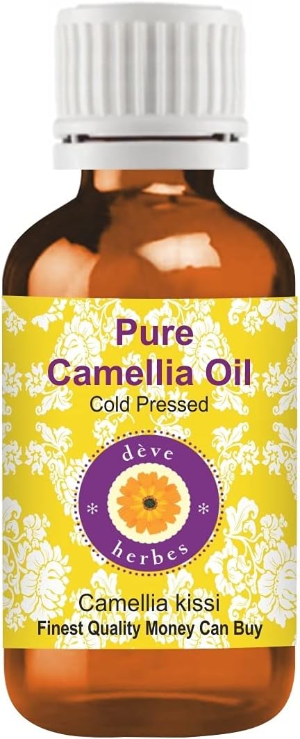 Deve Herbes Camellia Oil (Camellia kissi) | Cold Pressed | Pure | Natural | Undiluted | For Diluting Essential oils | For Skin & Massage | Non-Sticky | Lightweight | Men & Women | 15ml (0.50 oz)