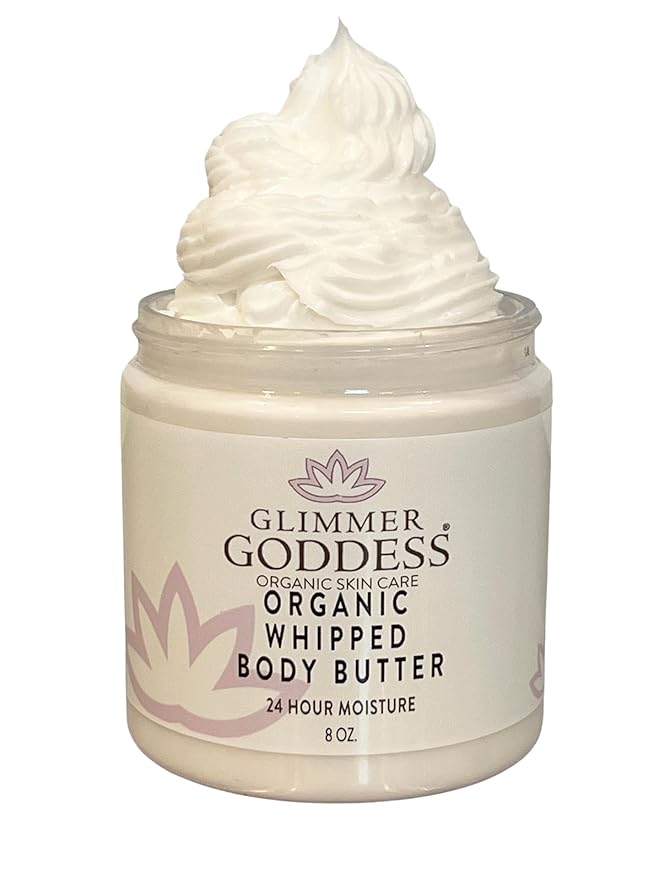 GLIMMER GODDESS Organic Whipped Body Butter, All-Natural Moisturizing, Anti-Aging & Brightening, Made with Organic Shea Butter, Coconut Oil, Cocoa Butter, Essential Oils, Citrus Crush