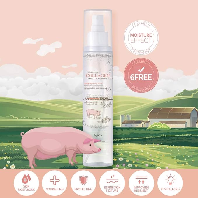 esfolio Collagen Daily Hydrating Face Mist Moisturizing Facial Spray Lightweight Skin Refresh Spray Fine Mist Daily Skincare Hydration Routine Korean Beauty 5.07 fl oz