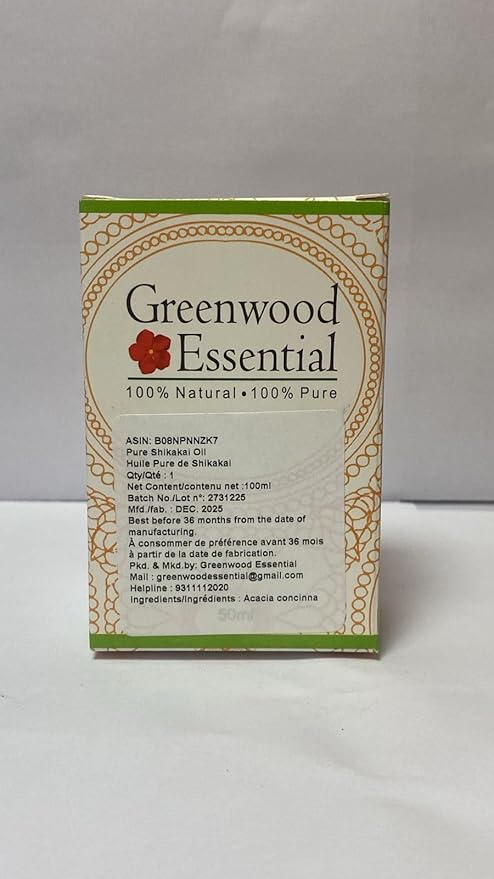 Greenwood Essential Pure Shikakai Oil (Acacia concinna) with Glass Dropper 100ml (3.38 oz)