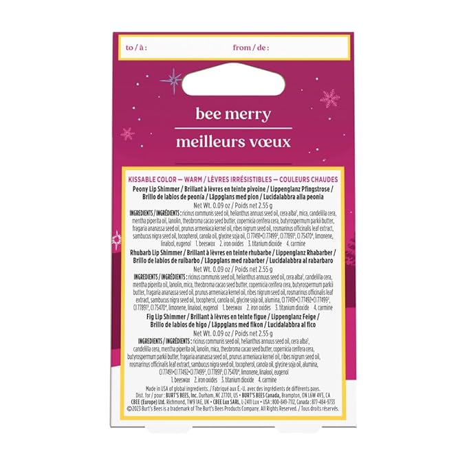 BURTS BEES Kissable Color Lip Shimmer Holiday Gift, 1 EA