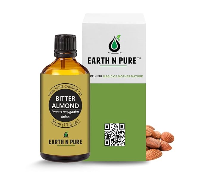 Earth N Pure Bitter Almond Oil | Cold Pressed, Therapeutic Grade for Body, Skin, Hair 50 ml