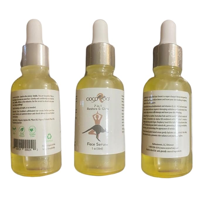 7in1 Anti-Aging Face Serum, Plant-Based with Vitamin C, Ceramide & Jojoba Oil, 100% Pure, Natural & Vegan