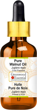 Greenwood Essential Walnut Oil (Juglans regia) with Glass Dropper | Cold Pressed | Natural | Undiluted | For Diluting Essential Oils | For Skin & Massage | Men & Women | 100ml (3.38 oz)