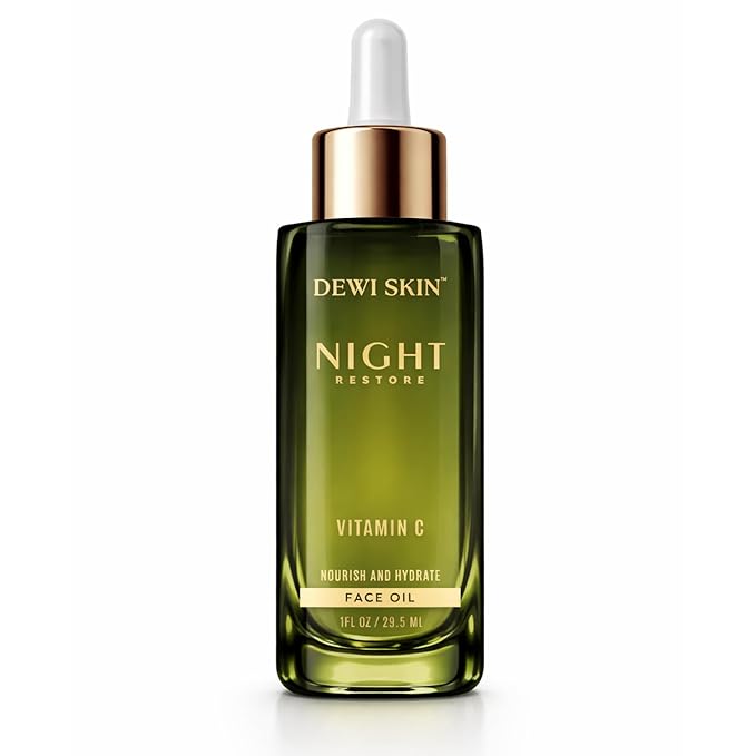 Vitamin C + Squalane Night Facial Oil – Hydrating - Nourishing Botanical Blend with Rosehip, Marula, Camellia & Bakuchiol for Soft, Glowing Skin