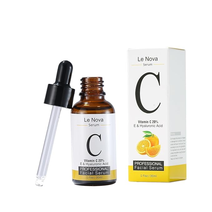 Le Nova Vitamin C Serum for Face – Brightening, Anti-Aging, Hydrating & Fragrance-Free – Lightweight Serum for Sensitive, Acne-Prone & Dry Skin – With Hyaluronic Acid, Aloe Vera & Vitamin E – 1 fl oz
