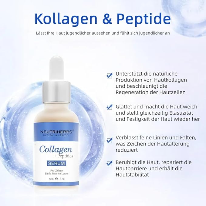 Neutriherbs Collagen Peptide Serum, Collagen Booster To Firm, Lift Facial Skin, Anti Aging Serum Helps Reduce Fine Lines & Wrinkles,Improve Skin Elasticity - 1fl oz