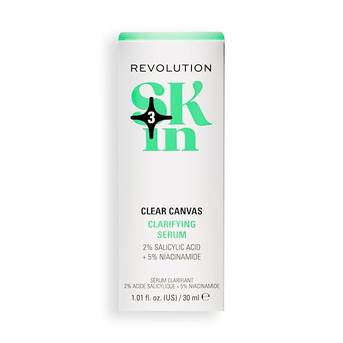 Revolution Skin, Clear Canvas 5% Niacinamide & 2% Salicylic Acid Clarifying Face Serum, Helps Even Skin Tone, Vegan & Cruelty-Free, 1.01 fl oz