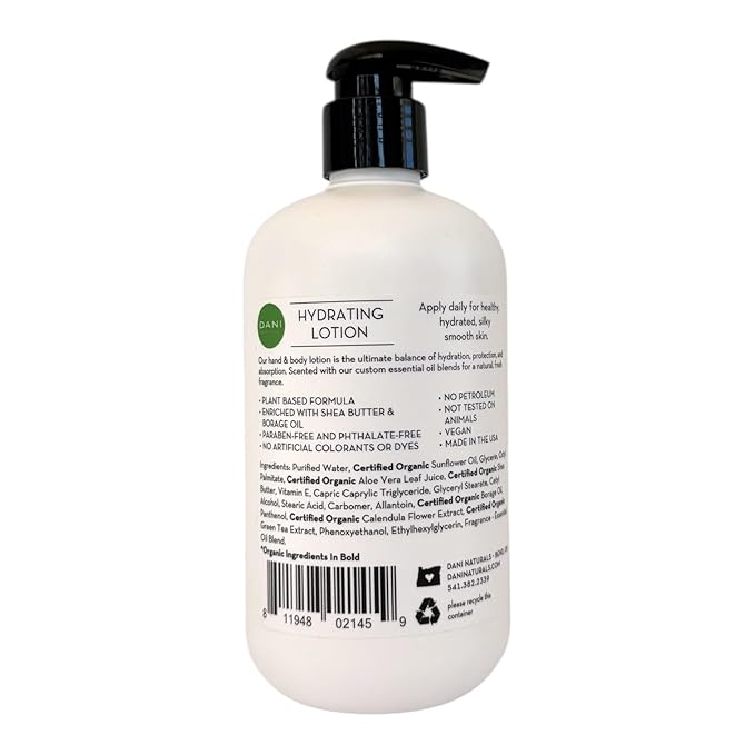 DANI Naturals Bamboo Bergamot Hydrating Lotion, Vegan Paraben-Free, Made with Organic Ingredients, 12 fl oz