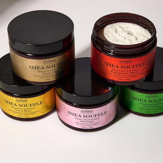 The Roots Naturelle Whipped Shea Butter Body Butter A deliciously thick whipped oil body crème, laced with notes of citrus. Deeply hydrates with an intoxicating scent