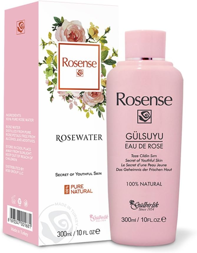 100% Pure Natural Vegan Turkish Rosewater 300ml/10 oz Hydrating Rose Water Face Toner (No Additives, No Chemicals, No Preservatives)