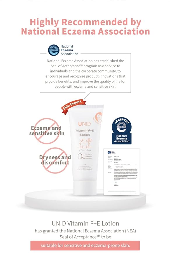 Vitamin F+E Lotion - Dry, Itchy Skin & Eczema Relief, Plant-Based, Soothes & Moisturizes, Strengthens Skin Barrier, Hypoallergenic Unscented, for Babies, Kids & Adults (5.41 Fl Oz)