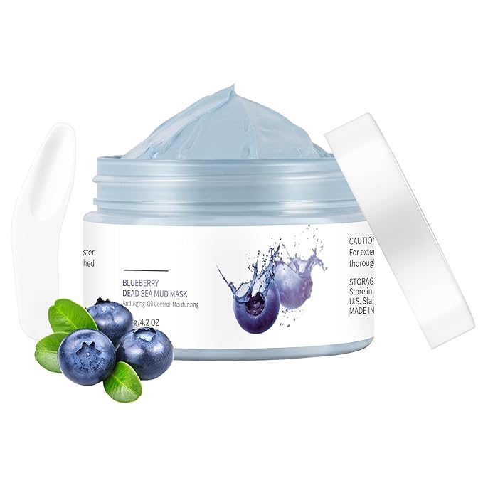 Clay Mud Face Mask for Women,Blueberry Dead Sea Mud Facial Mask Skincare,Deeping Cleansing,Oil Control,Hydrating Face Cleaning Clay Masks for All Skin Types (4.2OZ)