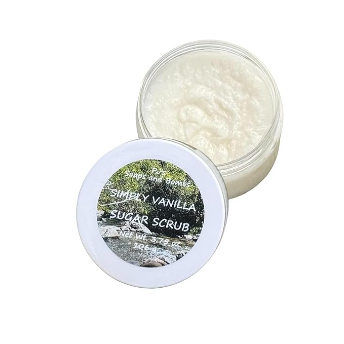 PJ’s Coconut & Almond Bliss Sugar Scrub – Simply Vanilla Scent, Gentle Exfoliating & Nourishing Body Polish, Cruelty-Free, Small Batch, 3.75 oz
