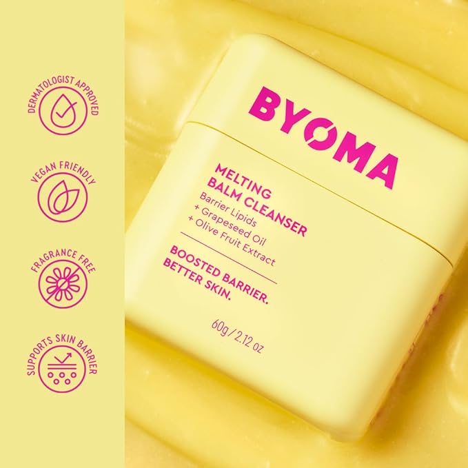 BYOMA Melting Balm Facial Cleanser - Buttery Soft Cleansing Balm for Skin Barrier Repair - Tri-Ceramide Face Wash for Sensitive Skin & All Skin Types - Deeply Hydrated Skin, No Oily Residue - 2.12 oz
