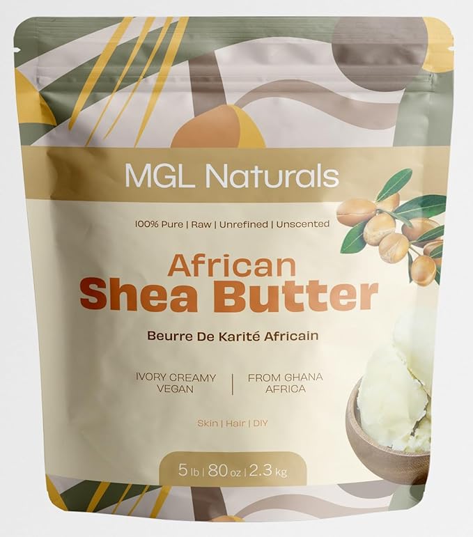 MGL Naturals Raw African Shea Butter Ivory 5 lb, 100% Pure and Unrefined. Nourish and moisturize skin and hair. Use alone or DIY recipes. From Ghana (5 lb)