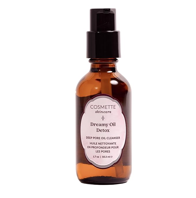 Cosmette Dreamy, Deep Pore Cleansing Oil for Sensitive Skin, Vegan Makeup Blackhead Remover & Face Cleanser - Gentle, Hydrating, Natural Skincare, 1.7 FL Oz