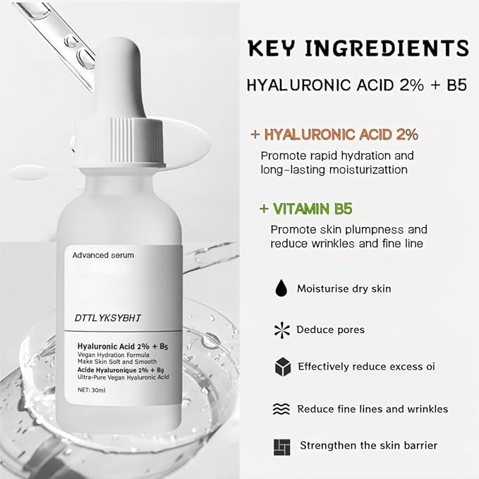 Hyaluronic Acid for Face 2% + Vitamin B5 Serum, Ultra Hydrating & Plumping Face Serum, Anti-Aging Skin Care for Women & Men - Daily Hydration to Smooth Fine Lines and Wrinkles 30ml (2)