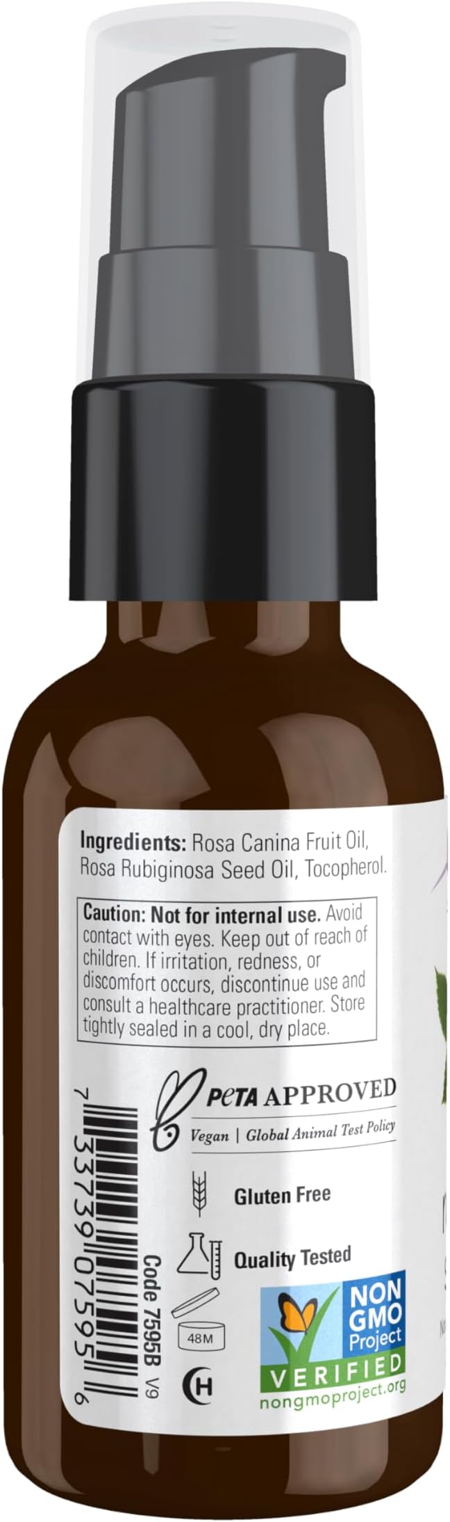 NOW Solutions, Rose Hip Seed Oil, 100% Pure, Nourishing and Renewing, For Facial Care, Vegan, Child Resistant Cap, 1-Ounce
