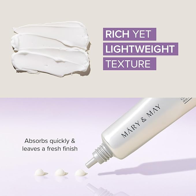 Mary&May Tranexamic Acid + Glutathione Eye Cream (30ml) - Korean Skincare for Dark Circles & Uneven tone - Fragrance-Free Under Eye Cream for Dark Spots & Hyperpigmentation 1.01oz.
