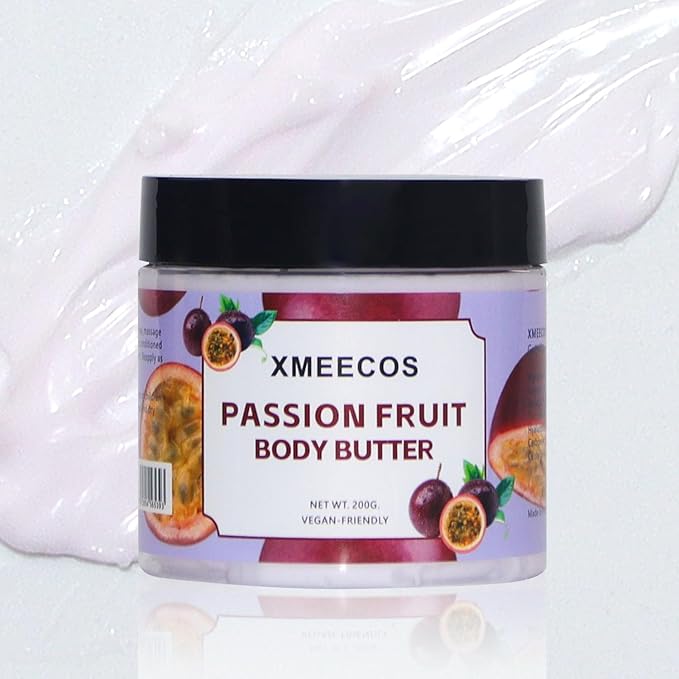 XMEECOS Body Butter| Moisturizing| Vegan friendly| Cruelty-free| for men and women| Gentle| Great for dry skin (Passion Fruit)