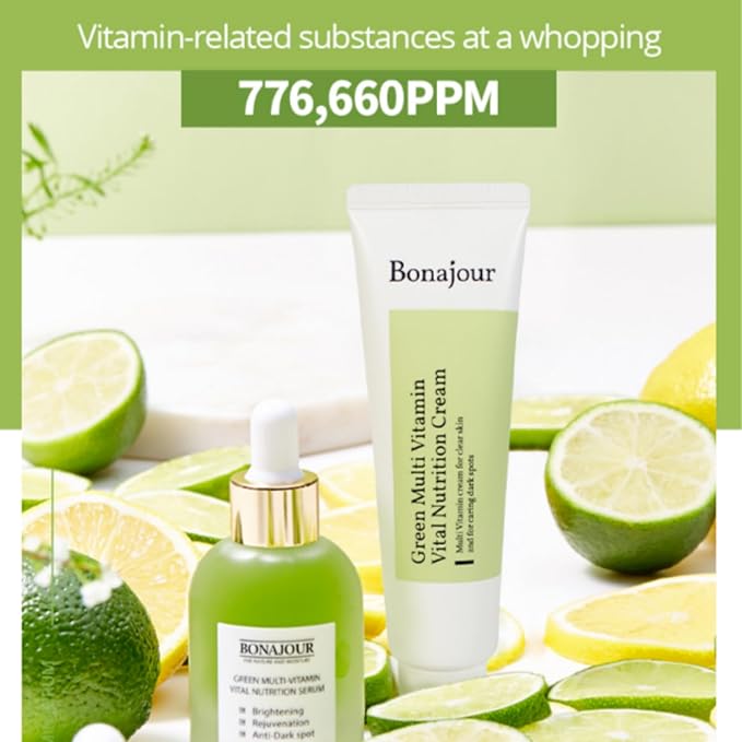 [BONAJOUR] Vegan Natural Green Multi Vitamin Serum for Face - 72% Vitamin, Anti Aging & Brightenging, Remove Dark Spot 1.18 fl. oz