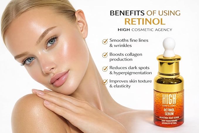 Retinol 1% Anti-Aging Face Serum for Wrinkles, Fine Lines & Dark Spots, Improves Skin Texture, Night Treatment | High Cosmetic Agency,Skincare Formula