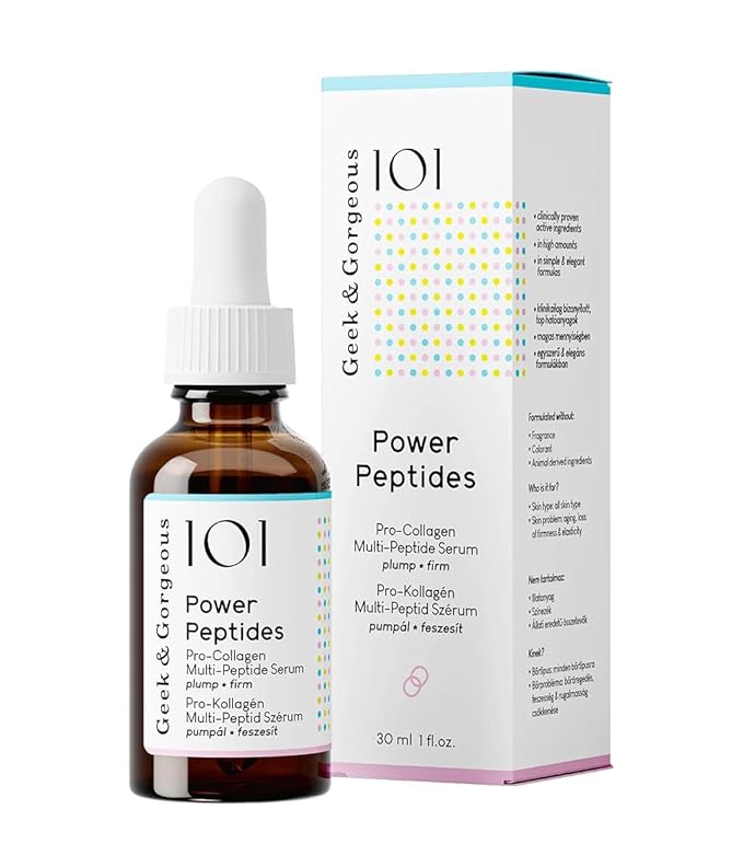 Geek & Gorgeous – Power Peptides – Milky Serum with Multi-Peptides – For Smoother, Firmer-Looking Skin and Improved Elasticity – Suitable for All Skin Types – 1 oz