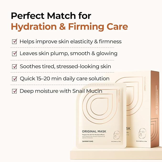 Korean Face Sheet Mask with Snail Mucin & Collagen for Glowing, Hydrating, Nourishing, Daily Facial Mask for Dry, Dull, Sensitive Skin, 0.84 fl. Oz X 10ea (10 Sheet)