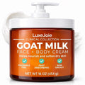 LuxeJoie Goat Milk Face Cream Fragrance Free Moisturizer for Dry & Sensitive Skin Fast Absorbing Non Greasy Hydration Gentle Goat Milk Face & Body Lotion with Shea Butter 16 oz
