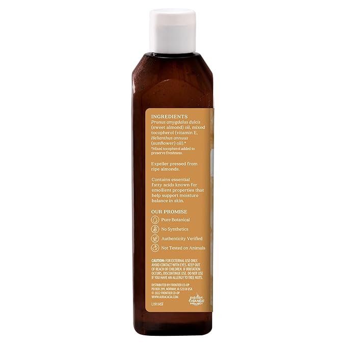 Aura Cacia Natural Skin Care Oil Sweet Almond | 16 Fluid Ounces (Pack of 2)