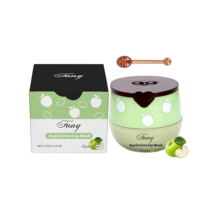 Lip Mask for Overnight Repair - Hydrating Lip Sleeping Mask with Vitamin E & Coconut Extract - Moisturizing Lip Balm Pack for Dry Lips, Non-Sticky Honeybalm Formula (Green Apple)