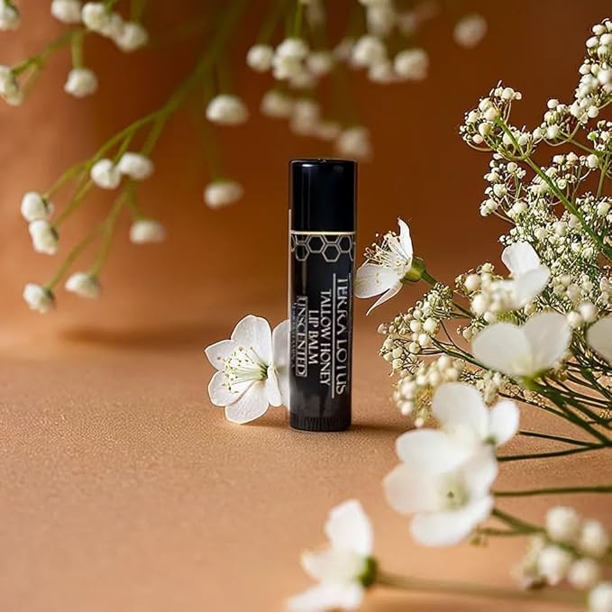 Terra Lotus - Tallow Lip Balm (5 Pack) - Hydrating With Organic Italian Olive Oil, Pure Grass Fed Tallow, and Beeswax - Long Lasting Lip Therapy (Unscented)