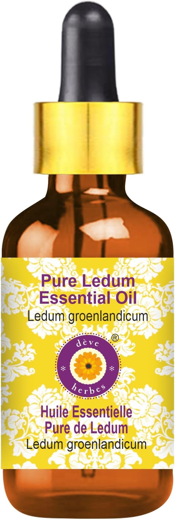 Deve Herbes Pure Ledum Essential Oil (Ledum groenlandicum) Steam Distilled with Glass Dropper 15ml (0.50 oz)