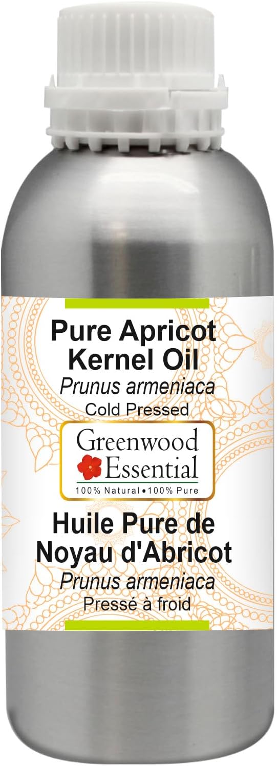 Greenwood Essential Pure Apricot Kernel Oil (Prunus armeniaca) Cold Pressed 630ml (21 oz)