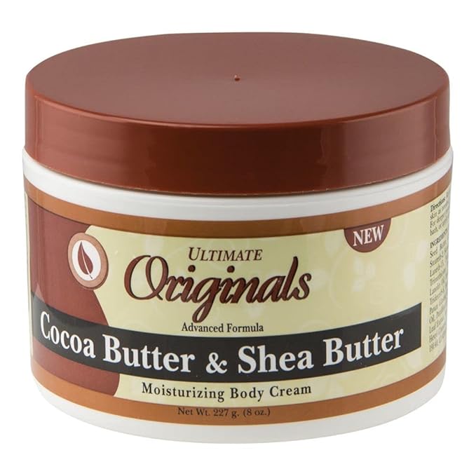 Originals by Africa's Best Cocoa Butter & Shea Butter Moisturizing Body Cream, Superior Blend of Natural Ingredients for Velvety Smooth, Nourished Skin, 8oz Jar