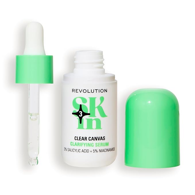 Revolution Skin, Clear Canvas 5% Niacinamide & 2% Salicylic Acid Clarifying Face Serum, Helps Even Skin Tone, Vegan & Cruelty-Free, 1.01 fl oz