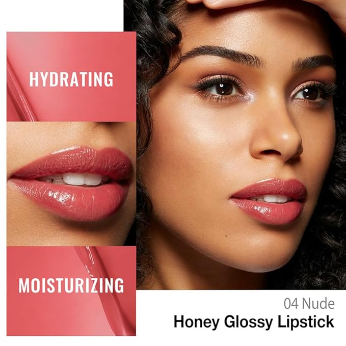 Nude Honey Lipstick Tinted Lip Balm - Shine Moisturizing Lipstick for Women, Natural Nourishing Hydrating Lip Color Gloss Stain for Dry Lips, Tint Sheer Lightweight Makeup, Vegan - 1Pc #04 Nude