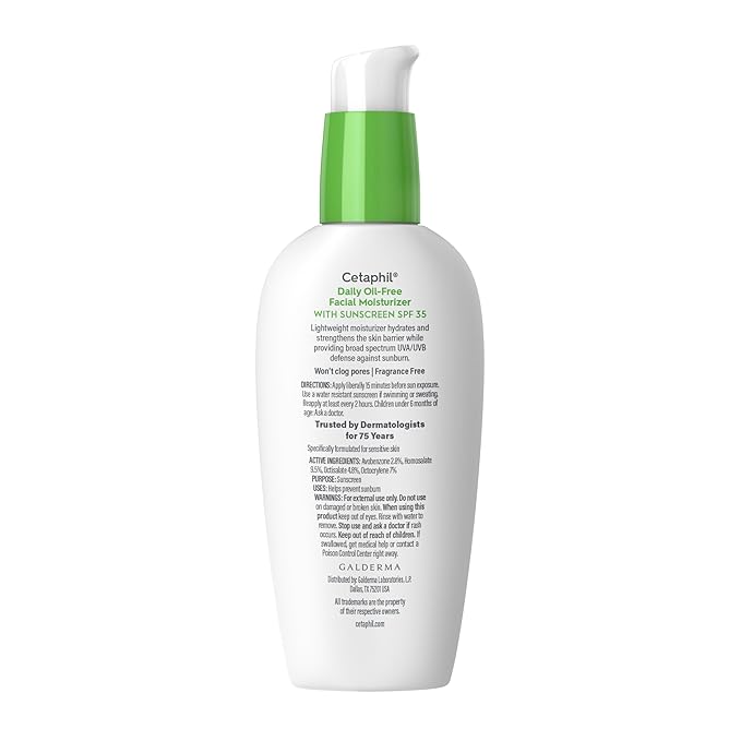 Cetaphil Face Moisturizer, Daily Oil Free Facial Moisturizer with SPF 35, For Dry or Oily Combination Sensitive Skin, Fragrance Free Face Lotion