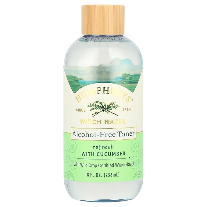 Humphreys Refresh Witch Hazel with Cucumber Alcohol-Free Toner, Clear, 8 Oz (Pack of 1)