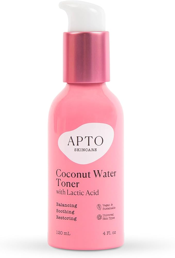 APTO Coconut Water Toner w/Lactic Acid: Daily Hydrating, Clarifying & Exfoliating Facial Toner for Skin That's Smooth, Fresh & Revitalized, 4 fl. oz.