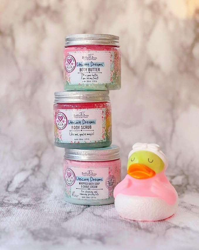 Bella & Bear Unicorn Dream Body Scrub - Vegan, Cruelty-Free, Paraben-Free Exfoliating Sugar Scrub for Smooth Skin - Mango, Pineapple & Vanilla