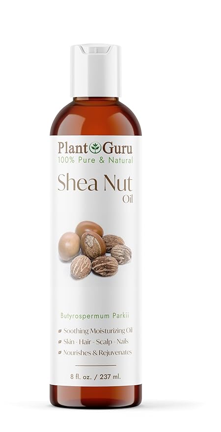 Plant Guru African Shea Nut Butter Oil 8 fl. oz. 100% Pure Natural Skin, Face, Hair Growth And Moisturizer. DIY Body Butters, Lotions, Creams, Lip Balm And Soap Making.