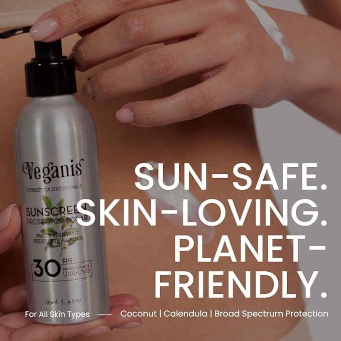 Sunscreen SPF 30 – Coconut & Calendula Oils – Broad-Spectrum UVA/UVB Protection for Face & Body – Light Texture, Fast Absorbing, Vegan & Oxybenzone-Free Formula – Suitable for Kids