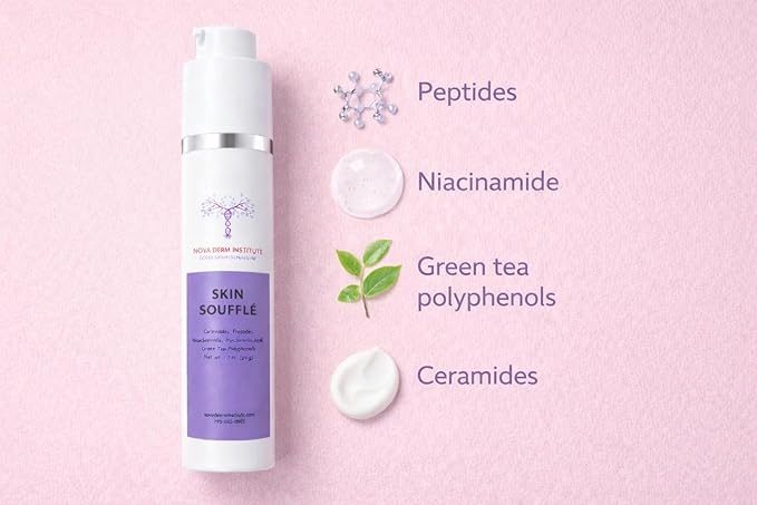 Skin Soufflé Hydrating Face Moisturizer for Dry & Sensitive Skin – Moisturizer with Niacinamide, Peptides, Ceramides, Non Comedogenic (1.7 oz/ 30 gm)