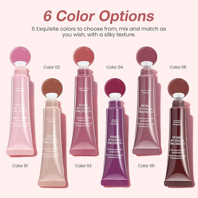 FeiCuiYun 2Pcs Lip Tinted Glowy Balm Hydrating Tinted Lip Serum Lip Gloss, Ultra-Hydrating Natural Vegan Lip Balm, Sheer-Tinted Shine & Hydration, Soothes & Softens Dry Lips Skincare 01+02