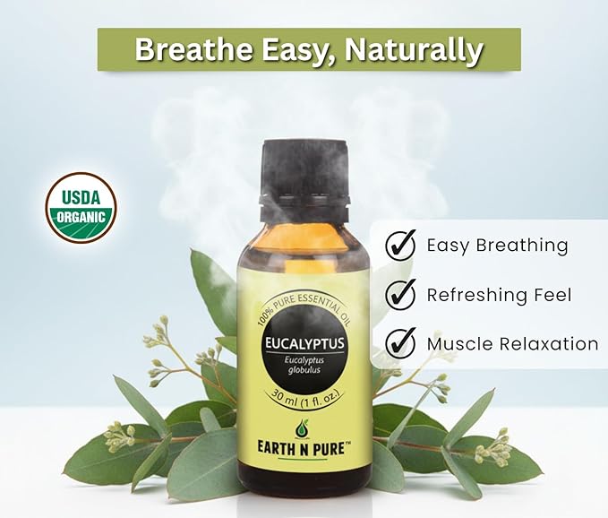 EARTH N PURE Eucalyptus Essential Oil (Nilgiri Oil) Steam Distilled, Undiluted, Natural, Therapeutic Grade 30 ML (Pack of 1) Transparent