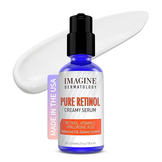 Pure Retinol Creamy Serum LARGE 2oz with Hyaluronic Acid and Vitamin E | Pure Retinol Serum For Face - Unmatched G3L Delivery System - Moisturizer | Made in USA - 2 fl oz/59.4 ml