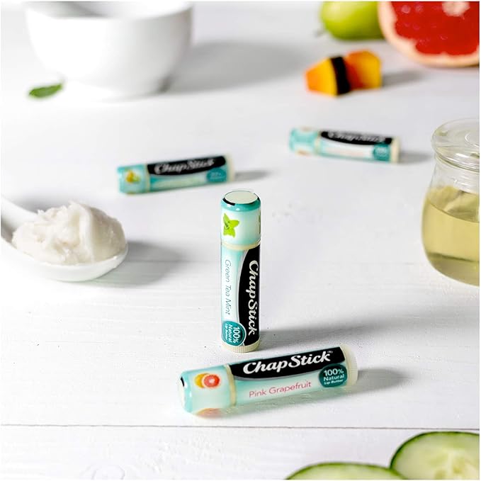 ChapStick Green Tea Mint 100 Percent Natural Ingredients Lip Butter, Moisturizing Lip Balm - 0.15 Oz